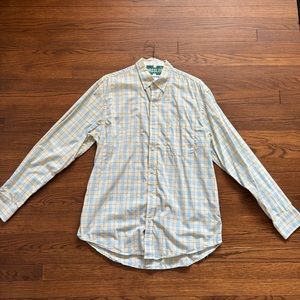 Izod Premium Essentials Men’s Medium Yellow Plaid Button Down Dress Shirt